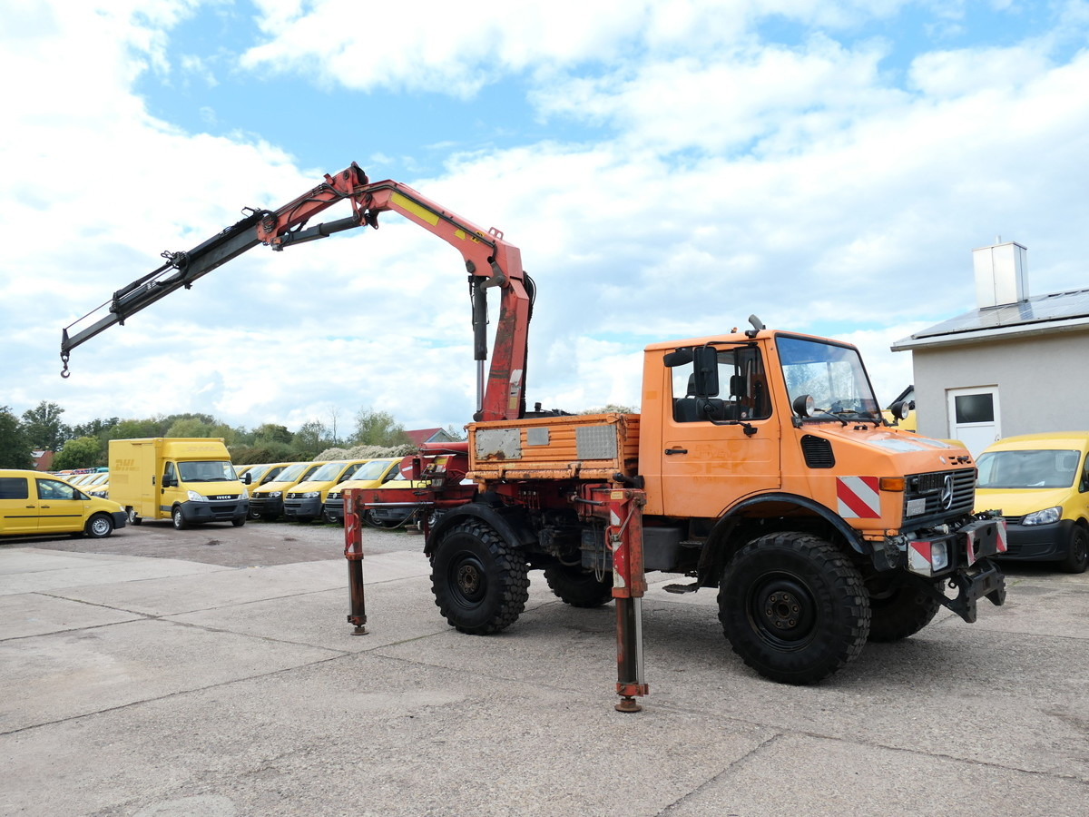 Dropside/ Flatbed truck, Crane truck UNIMOG U1450 Palfinger PK 105B AHK STANDHEIZUNG: picture 10