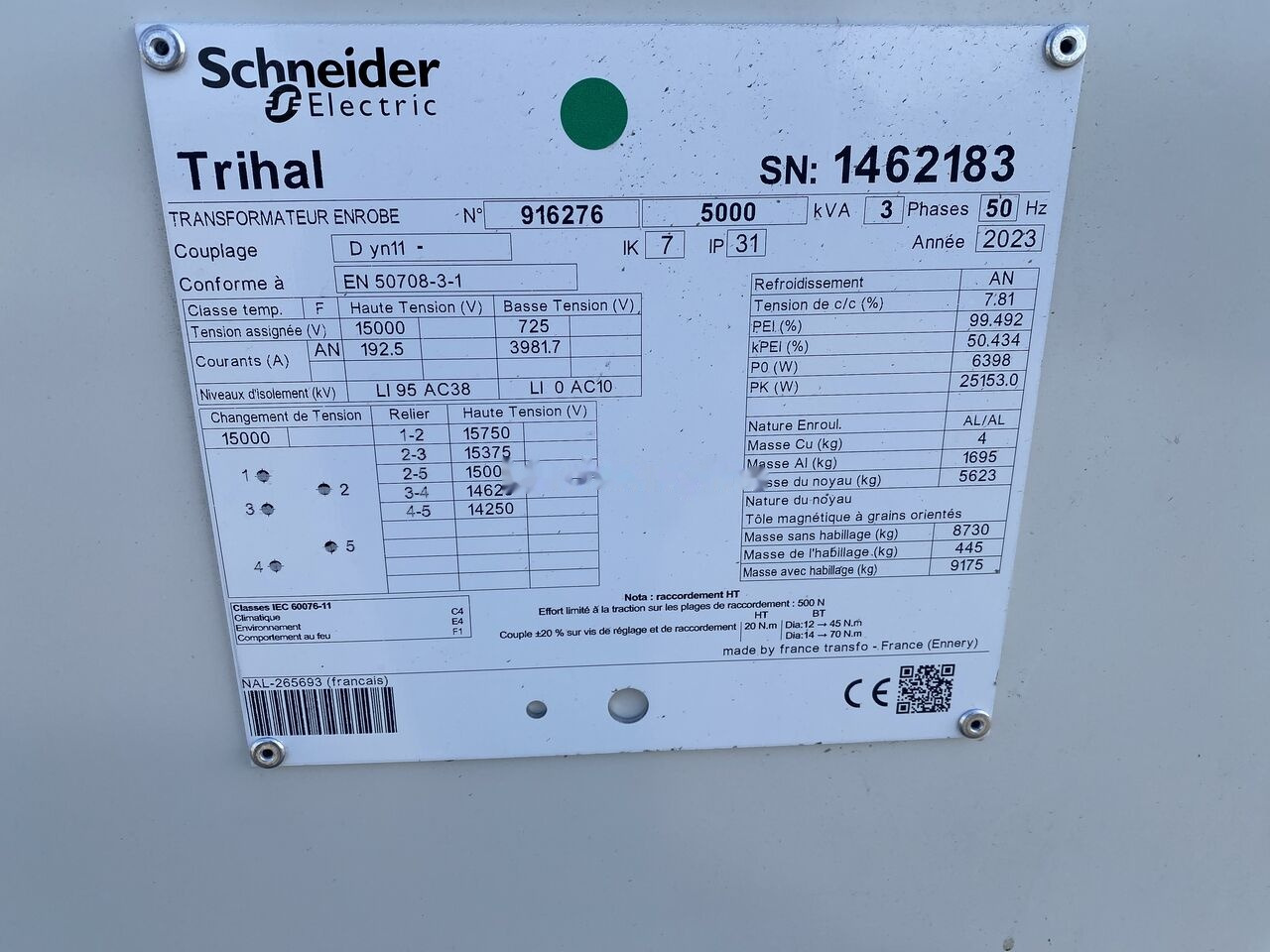 Generator set Transformateur SCHNEIDER TRIHAL /FRANCETRANSFO: picture 7