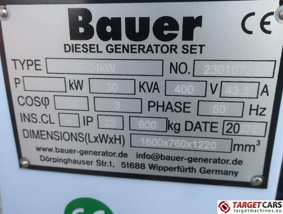 Leasing of Bauer GF-24KW Diesel 30KVA Generator 400/230V Unused  Bauer GF-24KW Diesel 30KVA Generator 400/230V Unused: picture 11