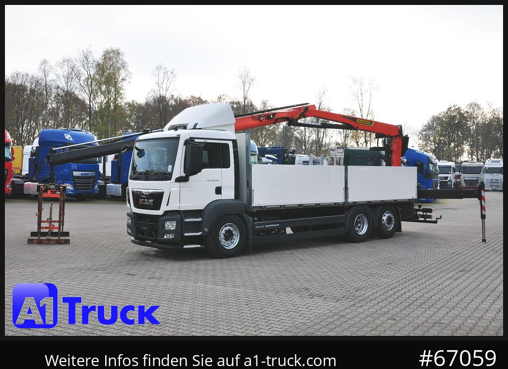 Dropside/ Flatbed truck, Crane truck MAN TGS 26.440,  Kran PK20.501L Lenkachse,: picture 12