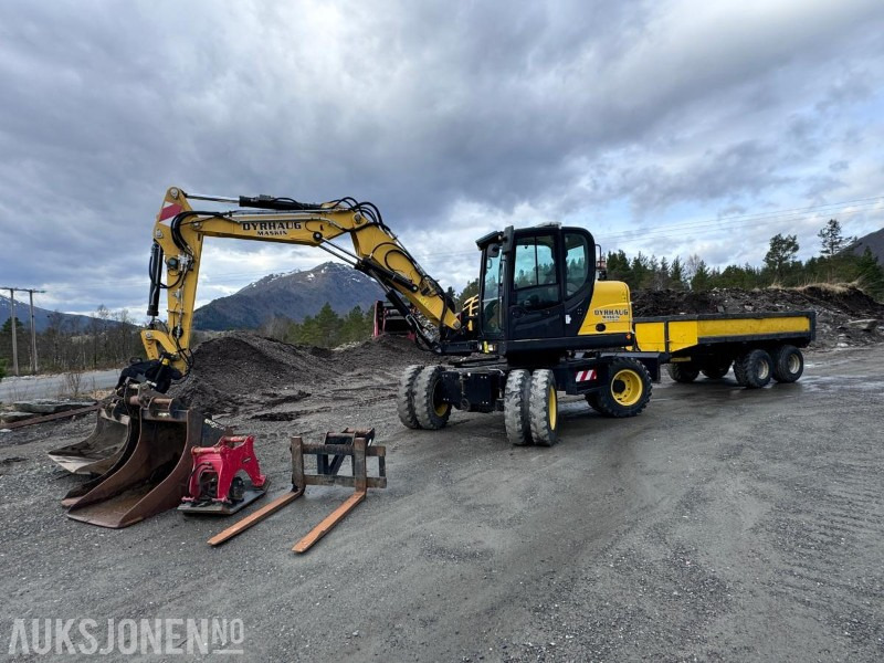 Excavator 2019 Yanmar B110W Hjulgraver - Firehjulsstyring - Sentralsmøring - Dumperhenger - Tiltrotator - Pusskuffe - Smalskuffe - Graveskuffe - Hydraulisk vibroplate - Pallegafler: picture 1