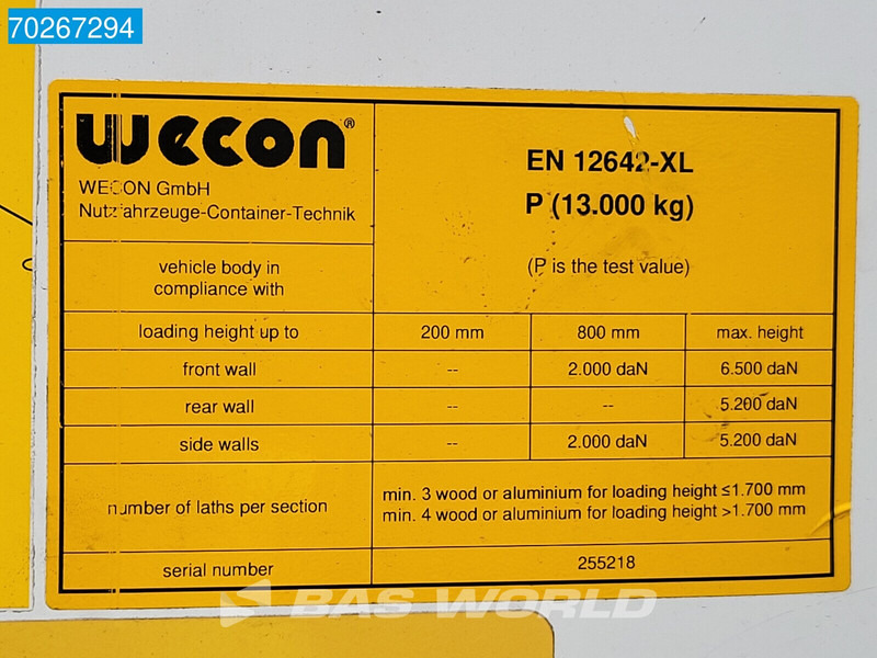 Curtainside swap body Wecon WPR 715 SG 6X2 Durchladesysteem 20FT / BDF / Wecon: picture 13