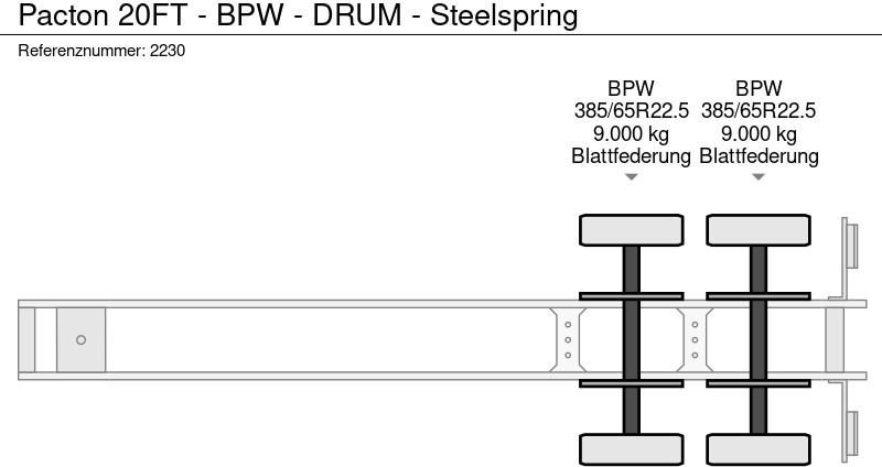 Container transporter/ Swap body semi-trailer Pacton 20FT - BPW - DRUM - Steelspring: picture 14